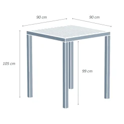 Tavolo da giardino alto quadrato alluminio 4 posti (90 x H105 cm) Murano Bianco