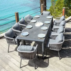 Tavolo da giardino estensibile in alluminio 10 posti (180/240 x 96 cm) Amalfi Grigio antracite