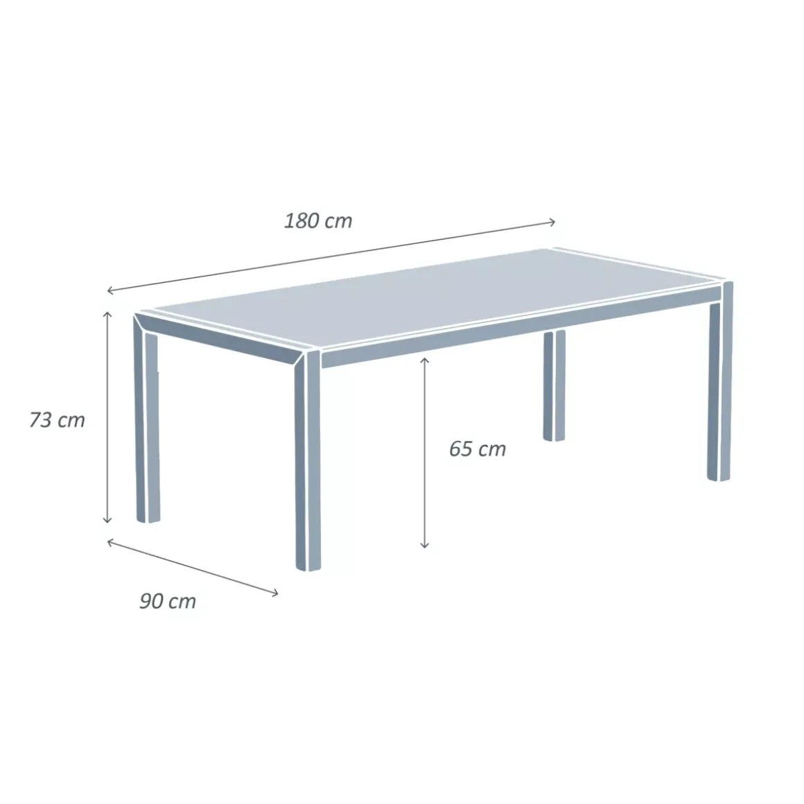 Tavolo da giardino in alluminio e ceramica 8 posti (180 x 90 cm) Modena Bianco