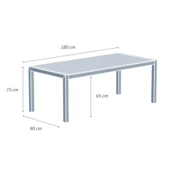 Tavolo da giardino 8 posti alluminio e ceramica (180 x 90 cm) Modena Nero marmorizzato