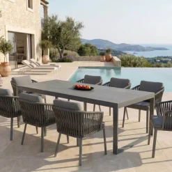 Tavolo da giardino 8 posti Allumino/Ceramica Kore (180 x 90 cm) Grigio antracite