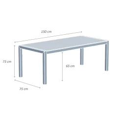 Tavolo da giardino 6 posti Alluminio/Ceramica Modena (150 x 75 cm) Bianco e grigio