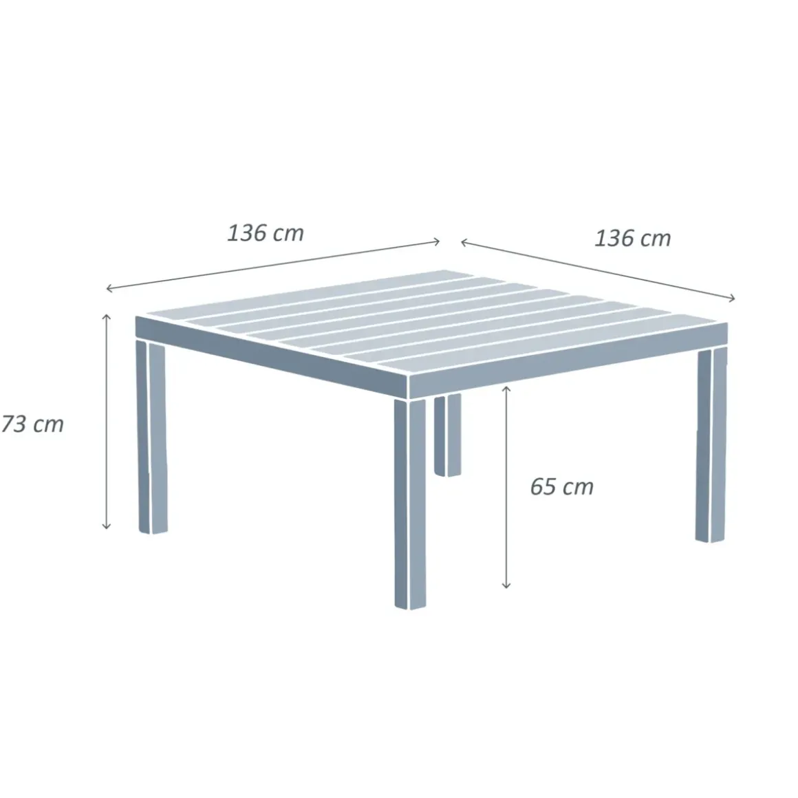 Tavolo da giardino quadrato in alluminio 8 posti (136 x 136 cm) Murano Blu petrolio