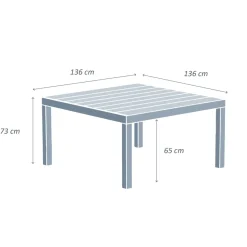 Tavolo da giardino quadrato in alluminio 8 posti (136 x 136 cm) Murano Bronzo