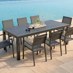 Tavolo da giardino rettangolare alluminio 8 posti (210 x 100 cm) Murano Grigio antracite