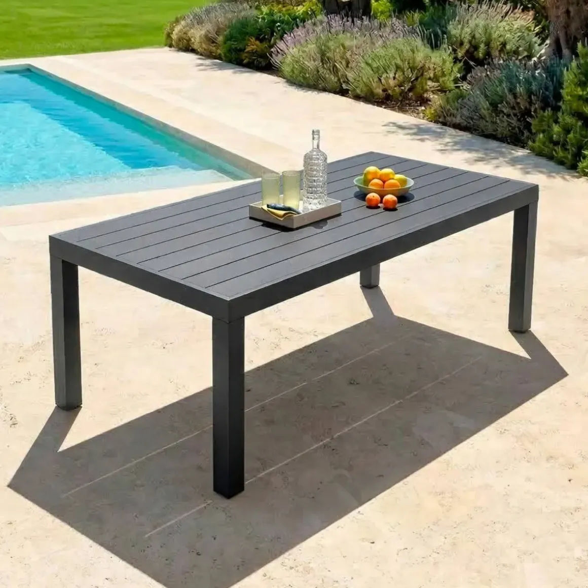Tavolo da giardino rettangolare alluminio 8 posti (210 x 100 cm) Murano Grigio antracite
