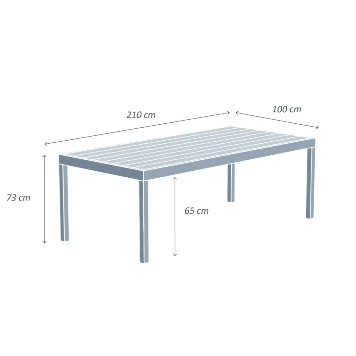 Tavolo da giardino rettangolare alluminio 8 posti (210 x 100 cm) Murano Grigio antracite