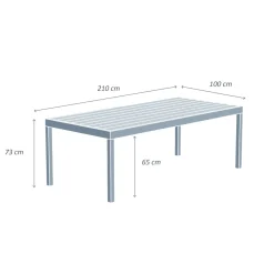Tavolo da giardino rettangolare in alluminio per 8 persone (210 x 100 cm) Murano Bronzo