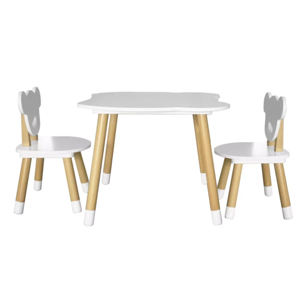 EMINZA Mobili Bambini-Tavolo e 2 sedie bambino legno (H44 cm) Orsetti
