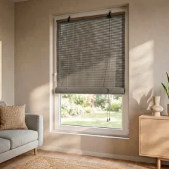 Tenda a rullo con lamelle (90 x 180 cm) Bambù Grigio chiaro / Grigio scuro