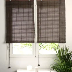 Tenda a rullo con lamelle (40 x H130 cm) Bambù Cioccolato