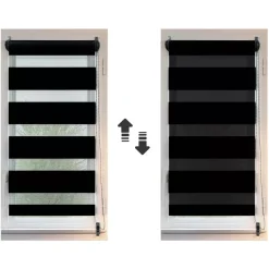 Tenda a rullo (45 x H180 cm) Giorno / Notte Nero