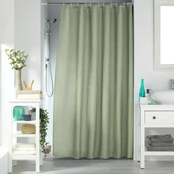 douceur d'intu017drieur Accessori Bagno-Tenda da doccia con effetto tessuto ad anelli (180 x 200 cm) Quarzo