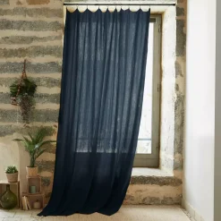 Tenda garza di cotone regolabile (180 x max 300 cm) Gaïa Blu notte
