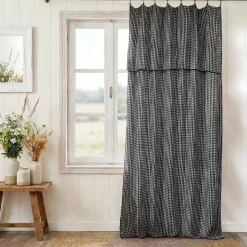 Tenda garza di cotone regolabile (140 x max 300 cm) Gaïa vichy Nero