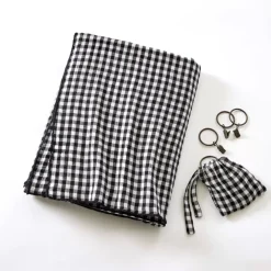 Tenda garza di cotone regolabile (140 x max 300 cm) Gaïa vichy Nero