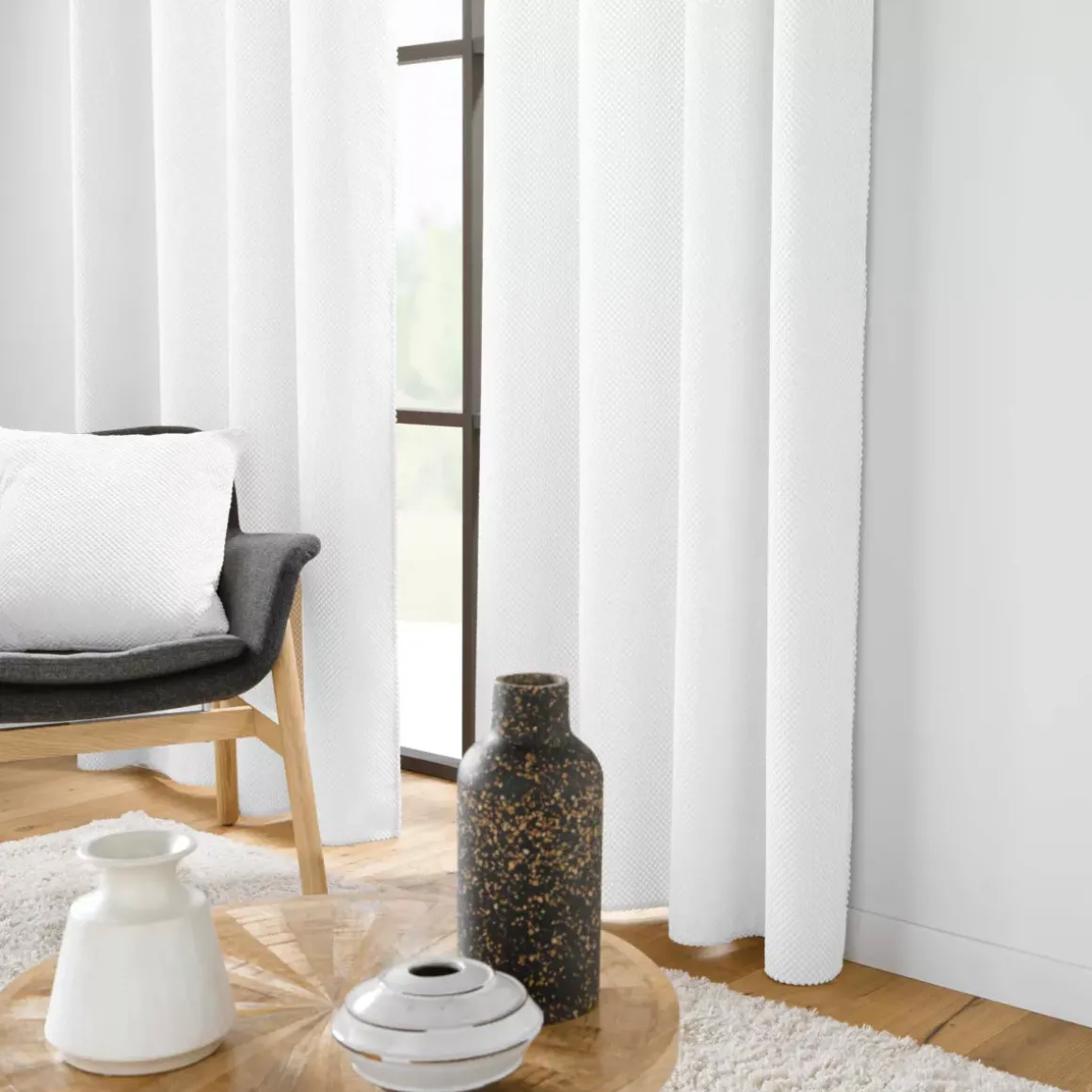 Tenda in flanella in rilievo (140 x 260 cm) Java Bianco