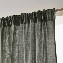 Tenda in garza di cotone a passanti nascosti (140 x 240 cm) Gaïa Verde rosmarino