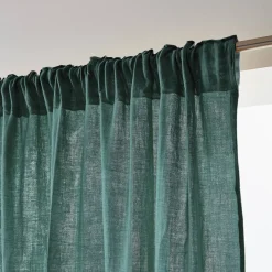Tenda in garza di cotone a passanti nascosti (180 x 240 cm) Gaïa Blu anatra