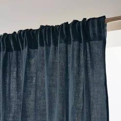 Tenda in garza di cotone a passanti nascosti (140 x 240 cm) Gaïa Blu notte