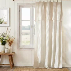 Tenda in garza di cotone regolabile (140 x max 180 cm) Gaïa vichy Beige
