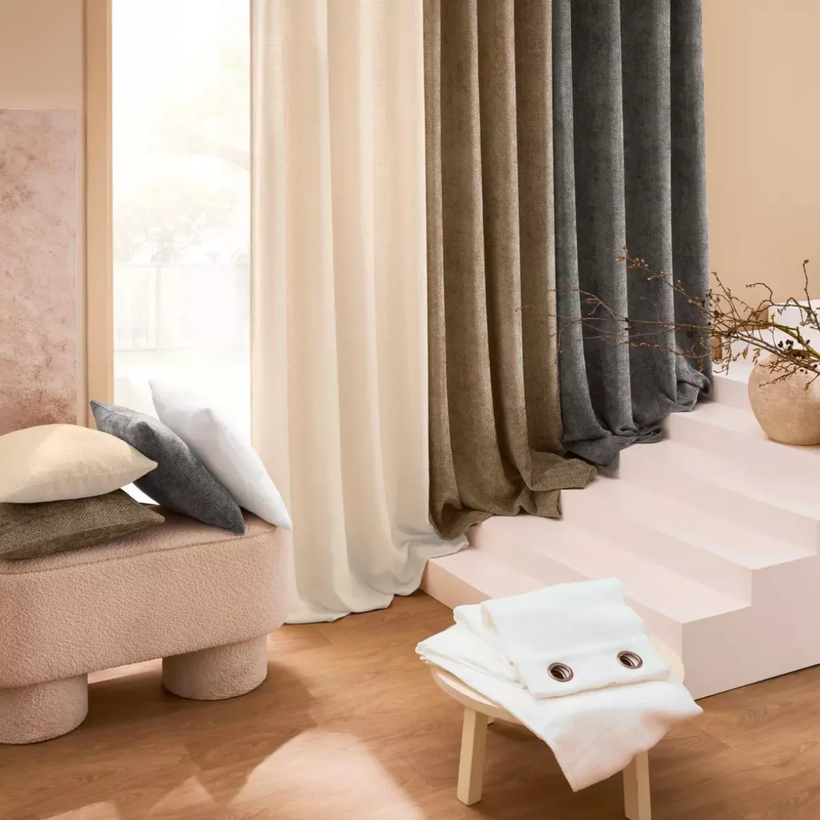 Tenda in velluto chenille (140 x 260 cm) Leo Beige