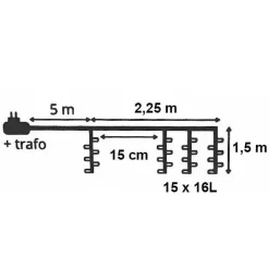 KAEMINGK Guilande Di Luci Grande Lunghezza|Ghirlande Di Luci-Tenda luminosa Alt. 1,50 m L2,25 m Super chaser 240 LED
