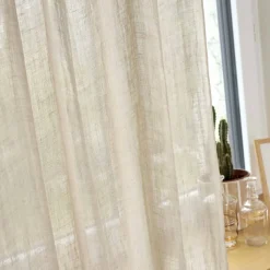 Tenda regolabile in lino lavato (140 x max 270 cm) Louise Beige