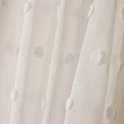 Tenda trasparente con nastri arricciati e pon pon (280 x 240 cm) Emie Beige