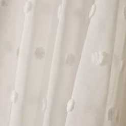 Tenda trasparente con occhielli e pon pon (180 x 240 cm) Emie Beige