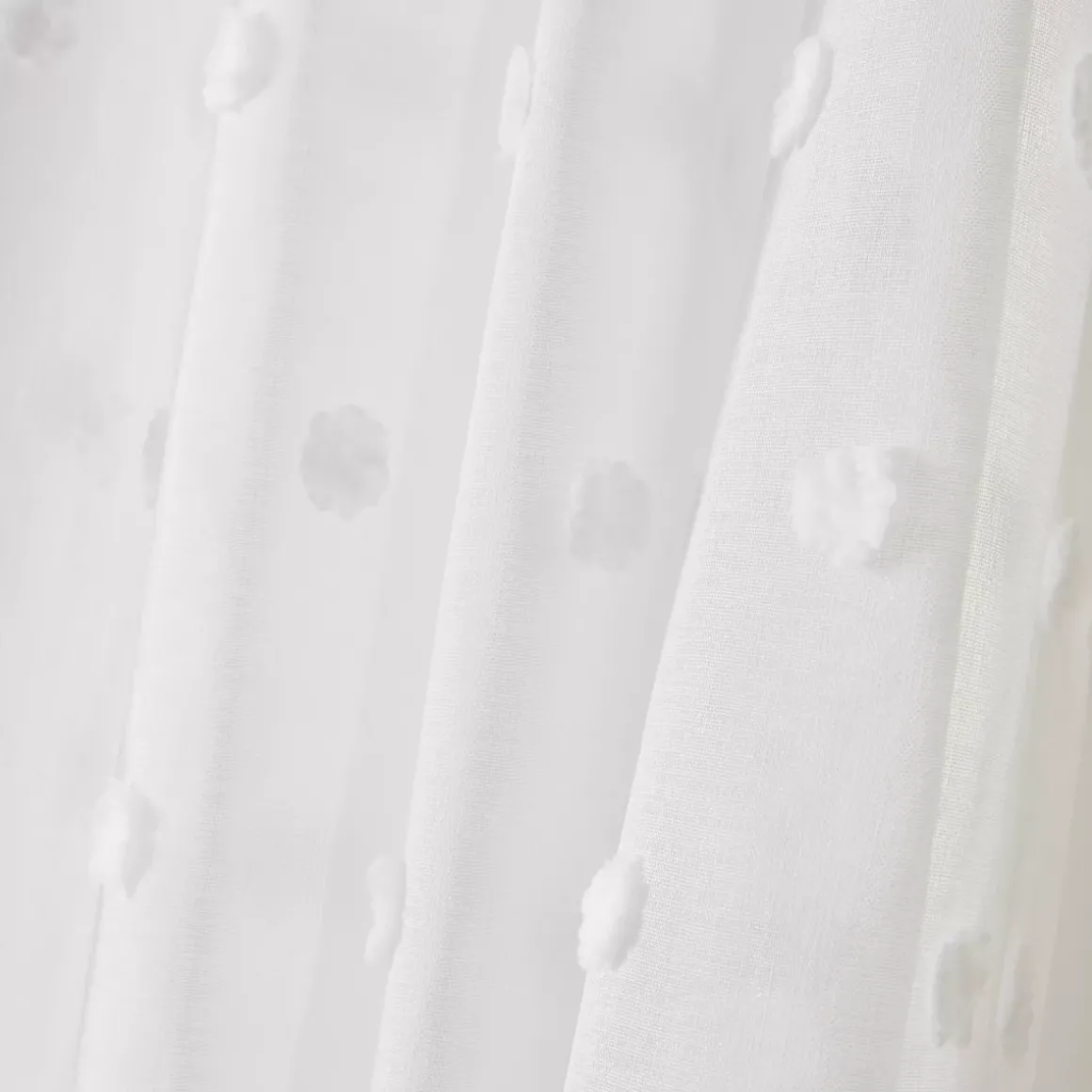 Tenda trasparente con occhielli pon pon (280 x 240 cm) Emie Bianco