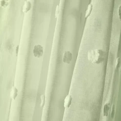 Tenda trasparente con occhielli pon pon (140 x 240 cm) Emie Verde acqua