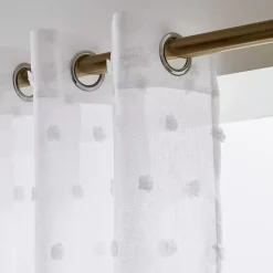 Tenda trasparente con occhielli e pon pon (140 x 240 cm) Emie Bianco