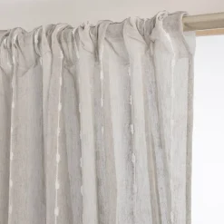 Tenda trasparente con passanti nascosti e pon pon (140 x 240 cm) Axel Beige