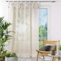 Tenda trasparente con passanti (140 x 240 cm) Dalila Ecru