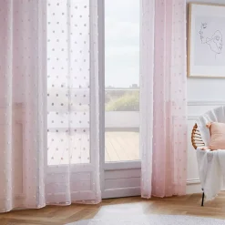 Tenda trasparente occhielli pon pon (140 x 280 cm) Emie Rosa