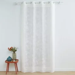 Tenda trasparente tessuta (140 x 280 cm) Karla Bianco
