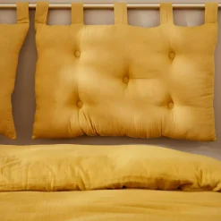 Testiera cuscino garza di cotone (80 x 50 cm) Gaïa Giallo zafferano
