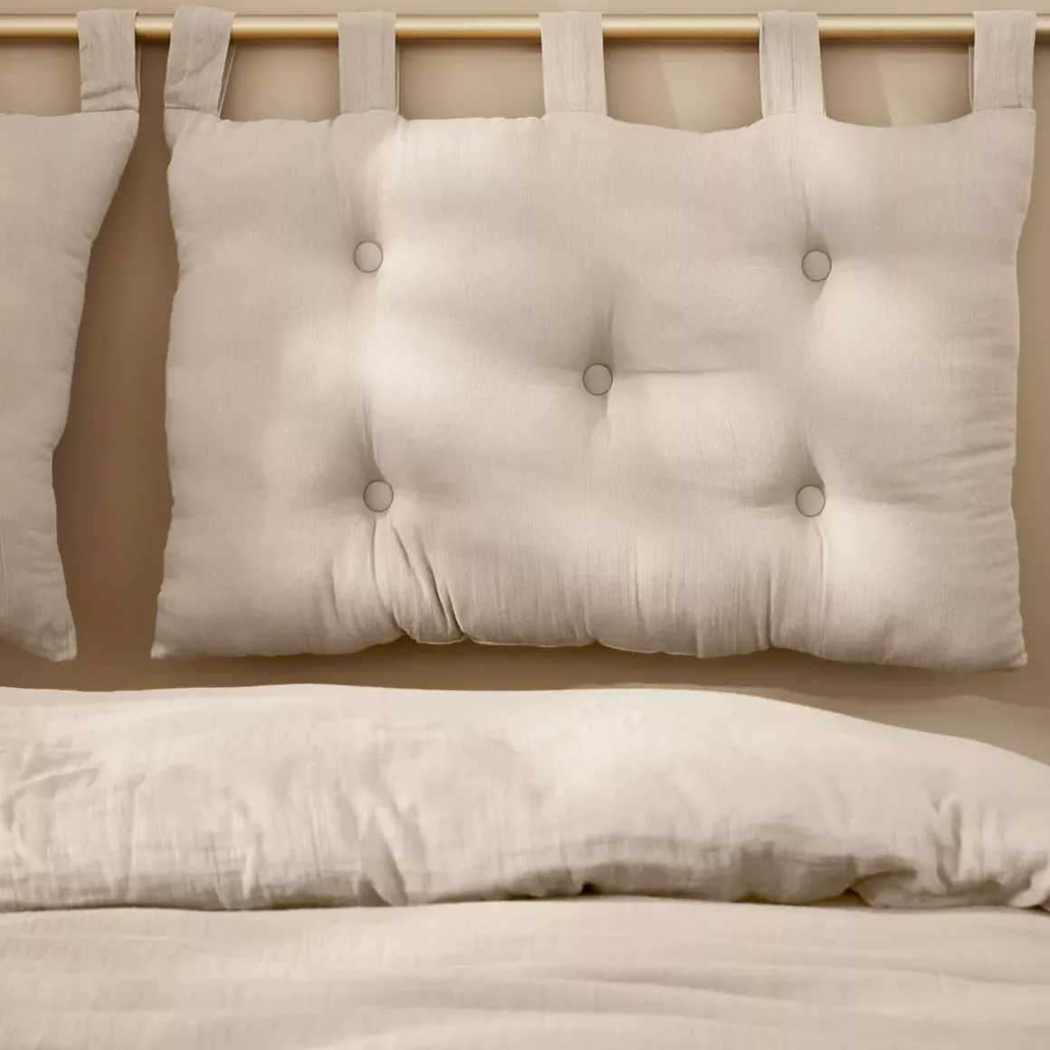 Testiera letto garza di cotone (80 x 50 cm) Gaïa Beige pampa