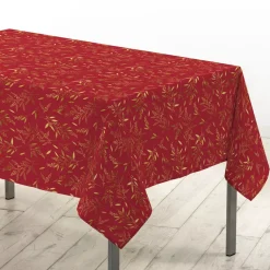 Douceur d interieur Tovaglia E Runner Da Tavolo Per Le Feste-Tovaglia di Natale rettangolare (140 x 240 cm) Naelle e oro