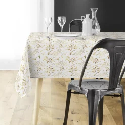 Douceur d interieur Tovaglia E Runner Da Tavolo Per Le Feste-Tovaglia di Natale rettangolare (140 x 240 cm) Naelle e oro