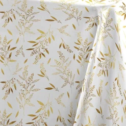 Douceur d interieur Tovaglia E Runner Da Tavolo Per Le Feste-Tovaglia di Natale rettangolare (140 x 240 cm) Naelle e oro