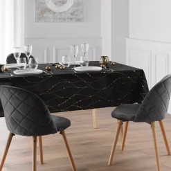 douceur d'intu017drieur Tovaglia E Runner Da Tavolo Per Le Feste-Tovaglia di Natale rettangolare anti macchia (140 x 240 cm) Firmament e dorato