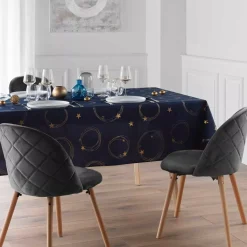 douceur d'intu017drieur Tovaglia E Runner Da Tavolo Per Le Feste-Tovaglia di Natale rettangolare anti macchia (150 x 240 cm) Star e dorato
