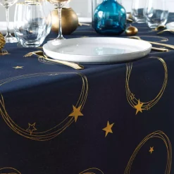 douceur d'intu017drieur Tovaglia E Runner Da Tavolo Per Le Feste-Tovaglia di Natale rettangolare anti macchia (150 x 240 cm) Star e dorato