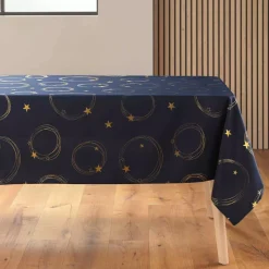 douceur d'intu017drieur Tovaglia E Runner Da Tavolo Per Le Feste-Tovaglia di Natale rettangolare anti macchia (150 x 240 cm) Star e dorato
