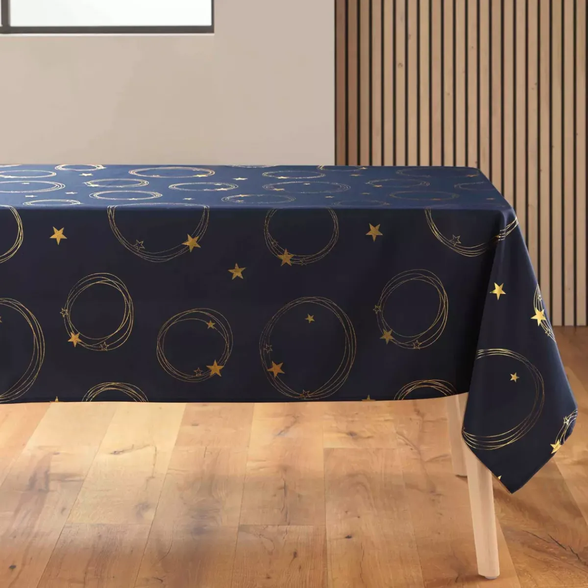 douceur d'intu017drieur Tovaglia E Runner Da Tavolo Per Le Feste-Tovaglia di Natale rettangolare anti macchia (150 x 240 cm) Star e dorato