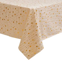JJA Tovaglia E Runner Da Tavolo Per Le Feste-Tovaglia natalizia rettangolare (140 x 240 cm) Pioggia di stelle e oro