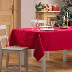 Douceur d interieur Tovaglia E Runner Da Tavolo Per Le Feste-Tovaglia natalizia rettangolare (140 x 300 cm) Fiocco d'inverno