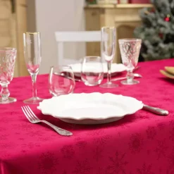 Douceur d interieur Tovaglia E Runner Da Tavolo Per Le Feste-Tovaglia natalizia rettangolare (140 x 300 cm) Fiocco d'inverno